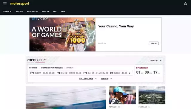 motorsport.com homepage screenshot