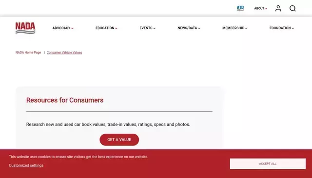 nada.org homepage screenshot