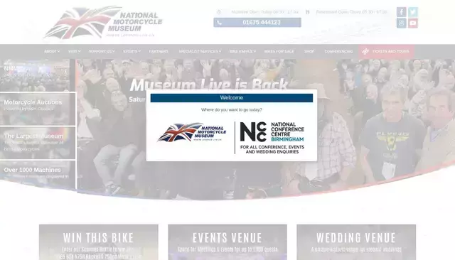 nationalmotorcyclemuseum.co.uk homepage screenshot