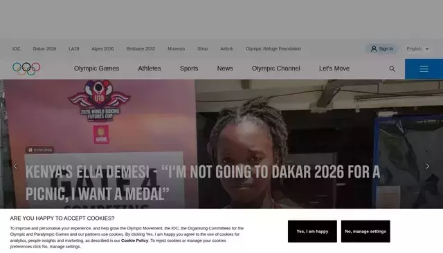 olympics.com homepage screenshot