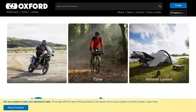 oxfordproducts.com homepage screenshot