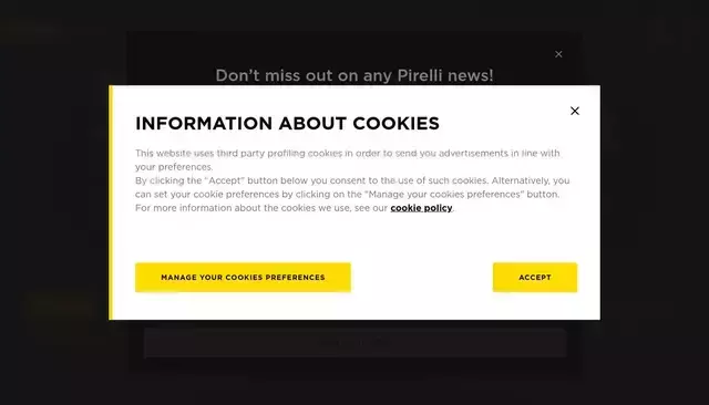 pirelli.com homepage screenshot