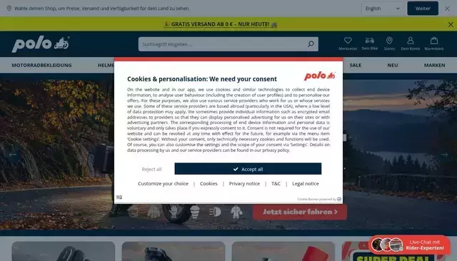 polo-motorrad.com homepage screenshot