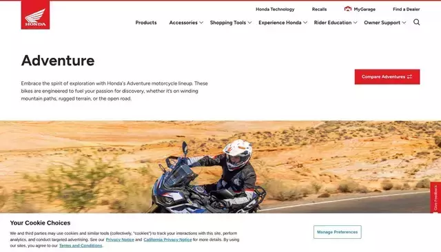 powersports.honda.com homepage screenshot