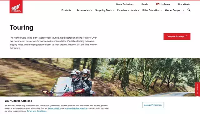 powersports.honda.com homepage screenshot