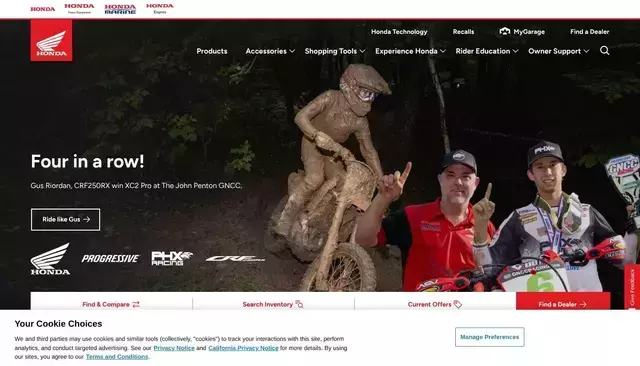 powersports.honda.com homepage screenshot