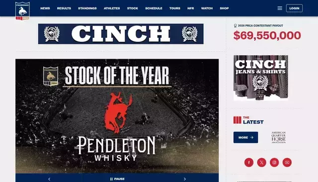 prorodeo.com homepage screenshot