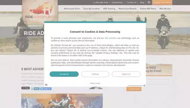 rideadv.com homepage screenshot