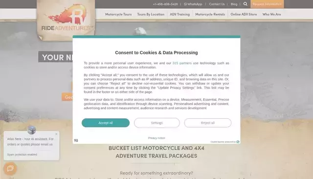 rideadv.com homepage screenshot