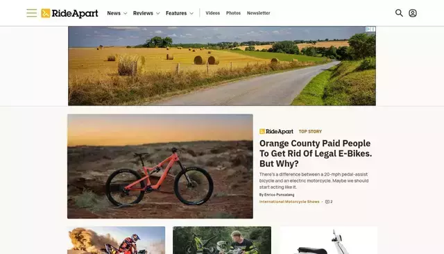 rideapart.com homepage screenshot