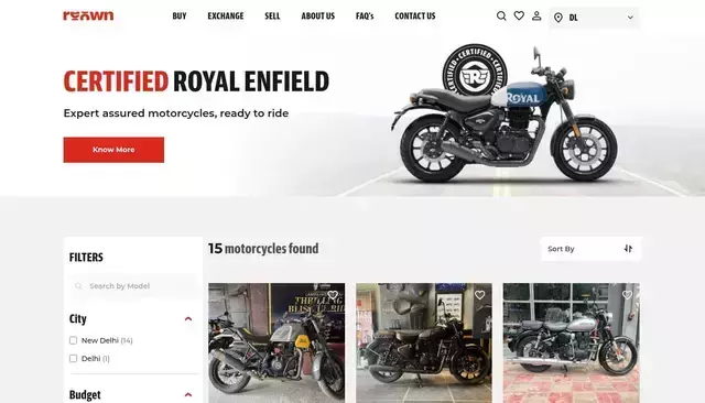 royalenfield.com homepage screenshot