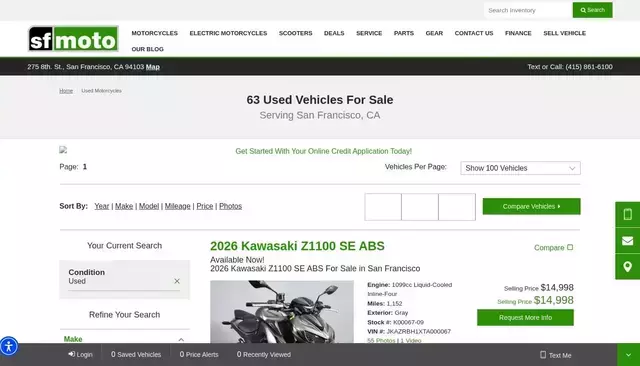 sfmoto.com homepage screenshot