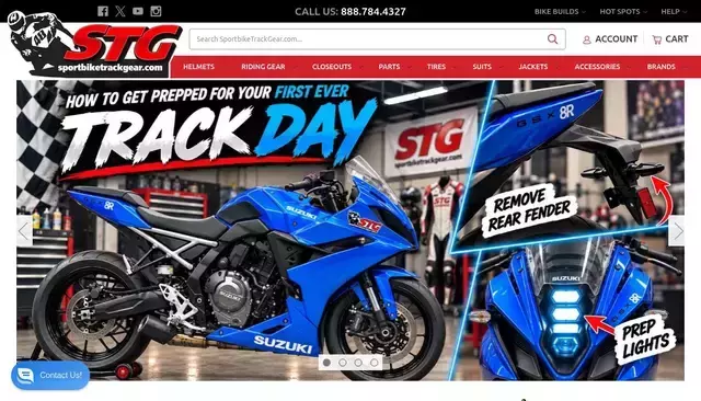 sportbiketrackgear.com homepage screenshot