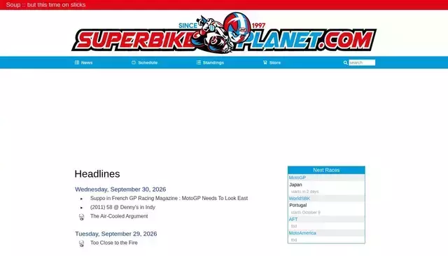 superbikeplanet.com homepage screenshot