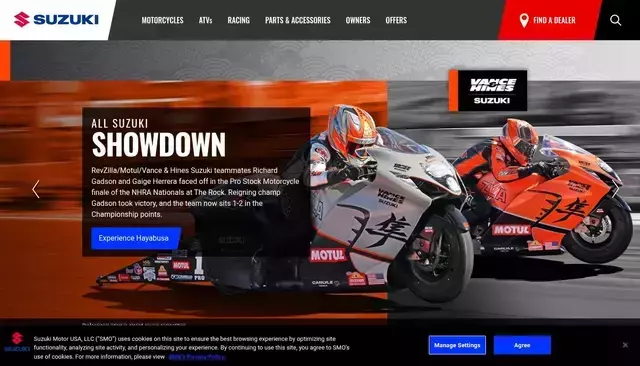 suzukicycles.com homepage screenshot