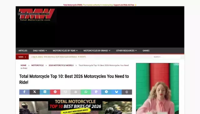 totalmotorcycle.com homepage screenshot