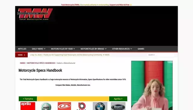 totalmotorcycle.com homepage screenshot
