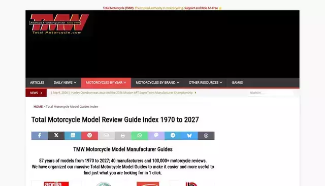 totalmotorcycle.com homepage screenshot