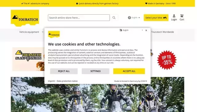 touratech.com homepage screenshot