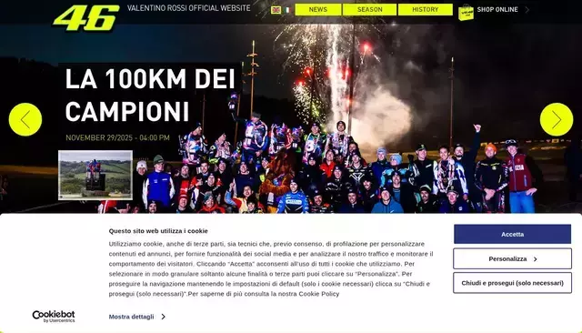 valentinorossi.com homepage screenshot