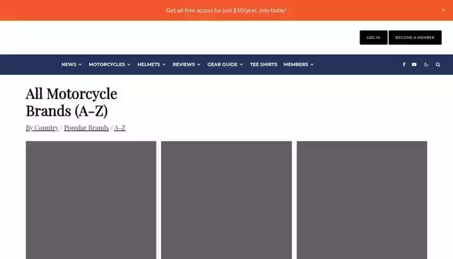 webbikeworld.com homepage screenshot