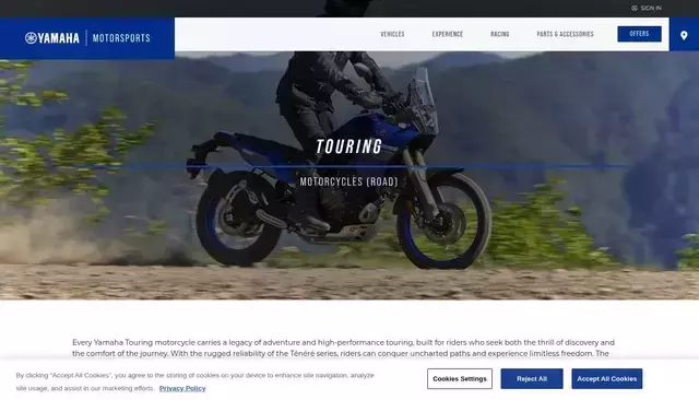yamahamotorsports.com homepage screenshot