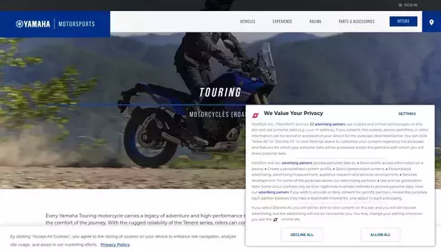 yamahamotorsports.com homepage screenshot