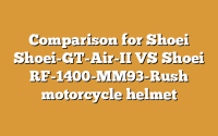 Comparison for Shoei Shoei-GT-Air-II VS Shoei RF-1400-MM93-Rush motorcycle helmet